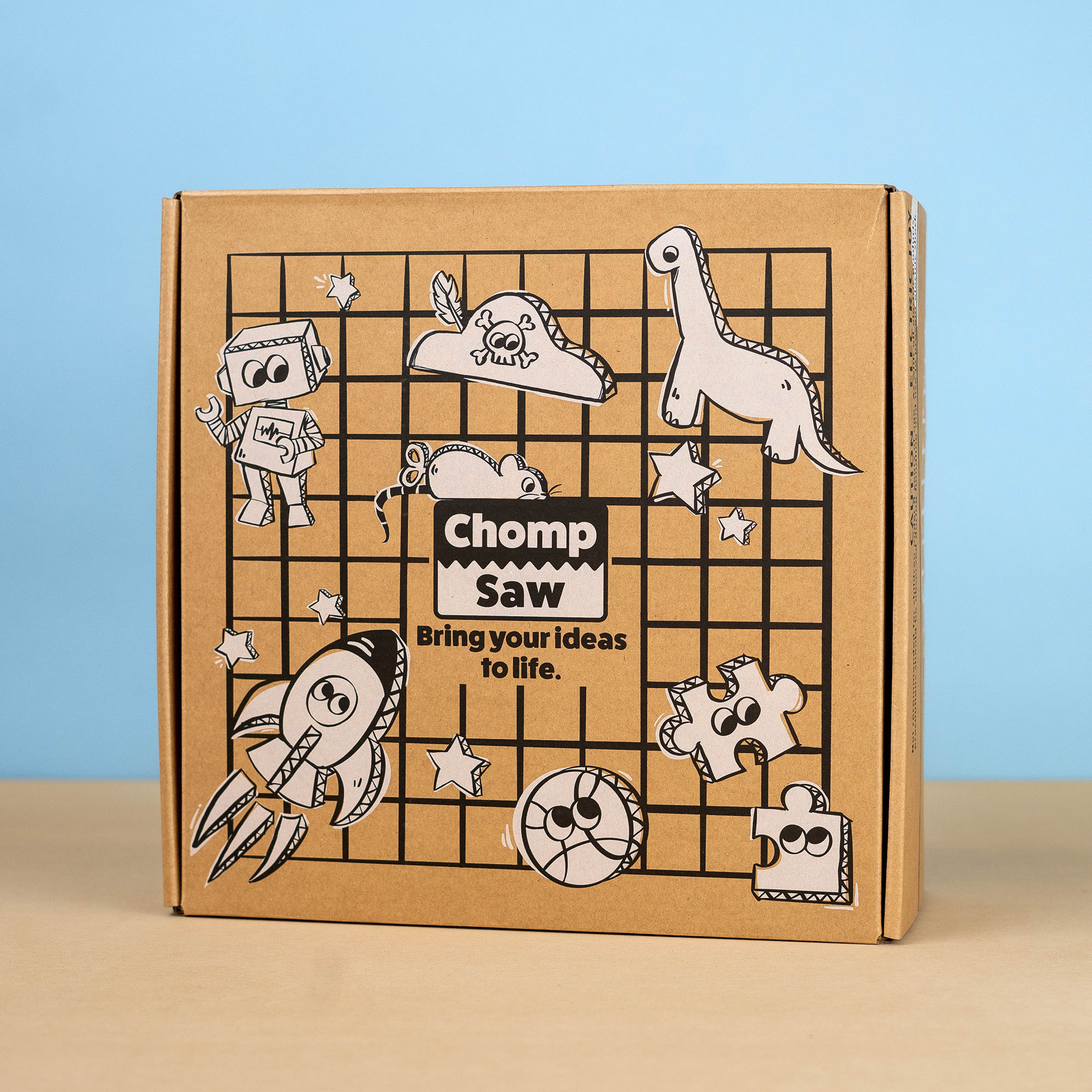 ChompSaw Box ChompSaw box art with the Chomp Saw logo