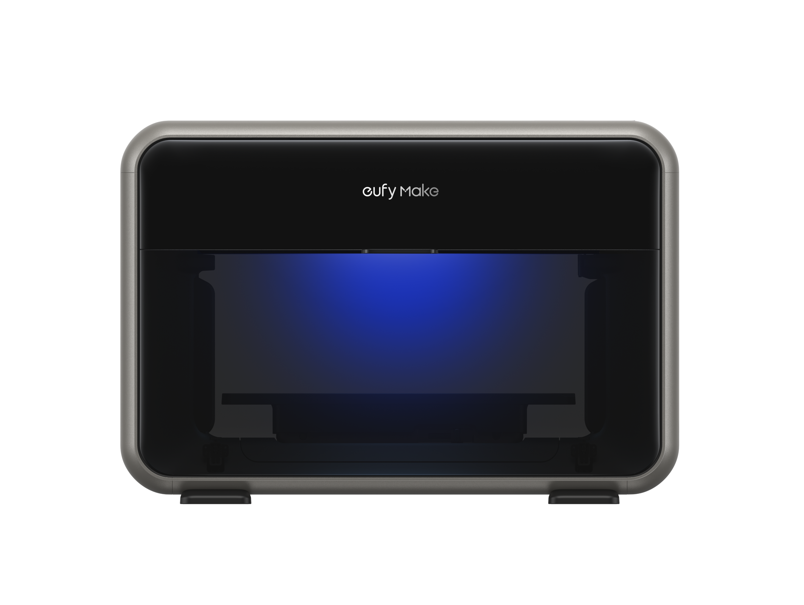 eufyMake-front eufyMake E1 UV printer front view with the print bed lit