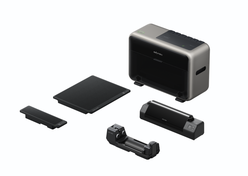 eufyMake E1 with its flatbeds, rotary attachment and accessories
