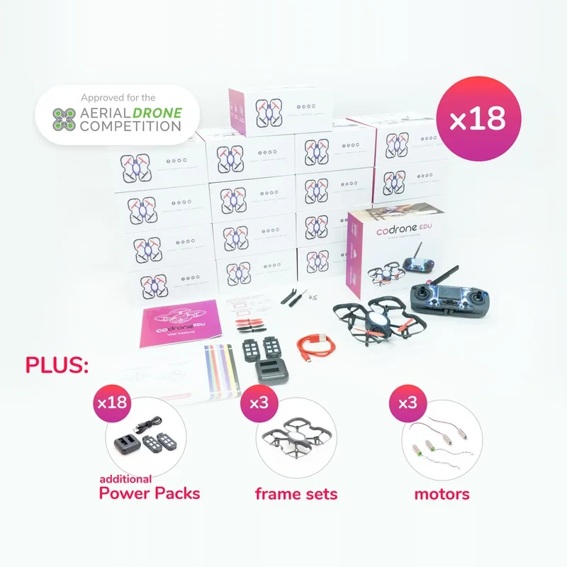 CoDrone EDU classroom pack with 18 drones