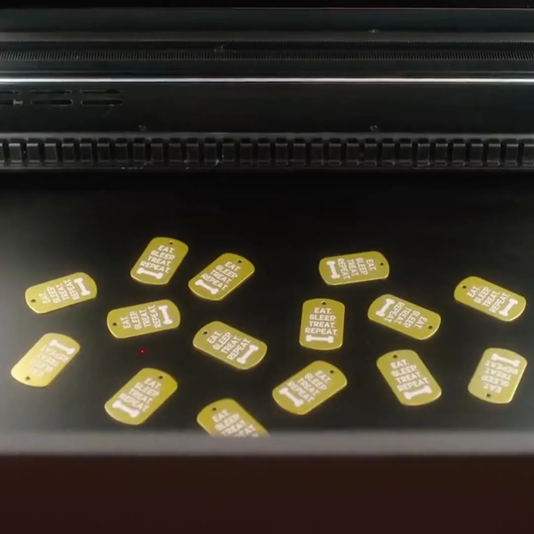 Acrylic tags cut in one job