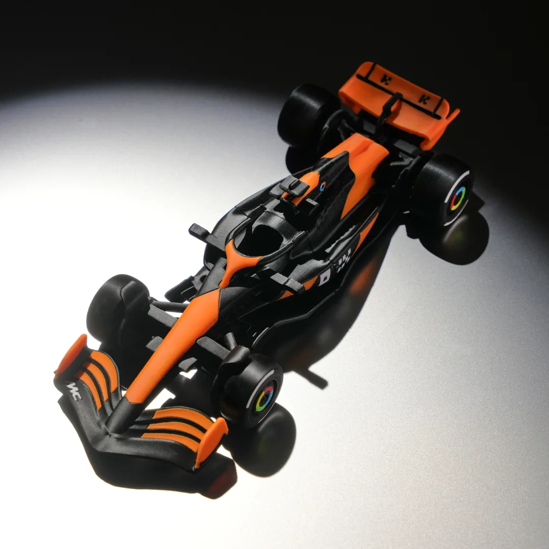 A multi-colour 3D printed model race car