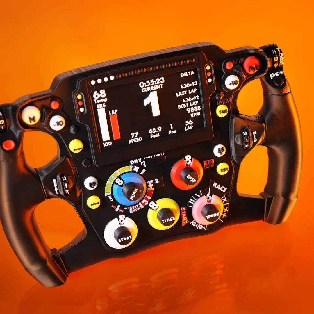 A multi-colour 3D printed sim racing wheel