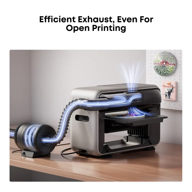 eufyMake Exhaust Fan venting the E1 while it prints with the door open